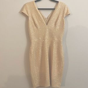 (NEW) Blush Pink/Tan Sequin Mini Dress